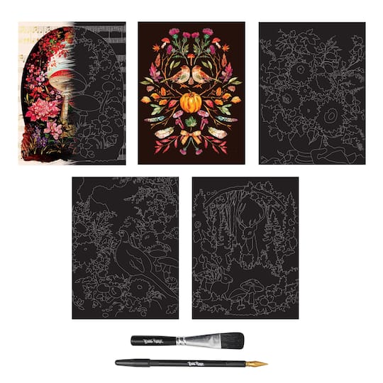 Brea Reese® 9" x 12" Florals in the Fall Scratch Art Paper Pad